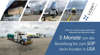 LiCON Maschine wird in Flugzeug transportiert.